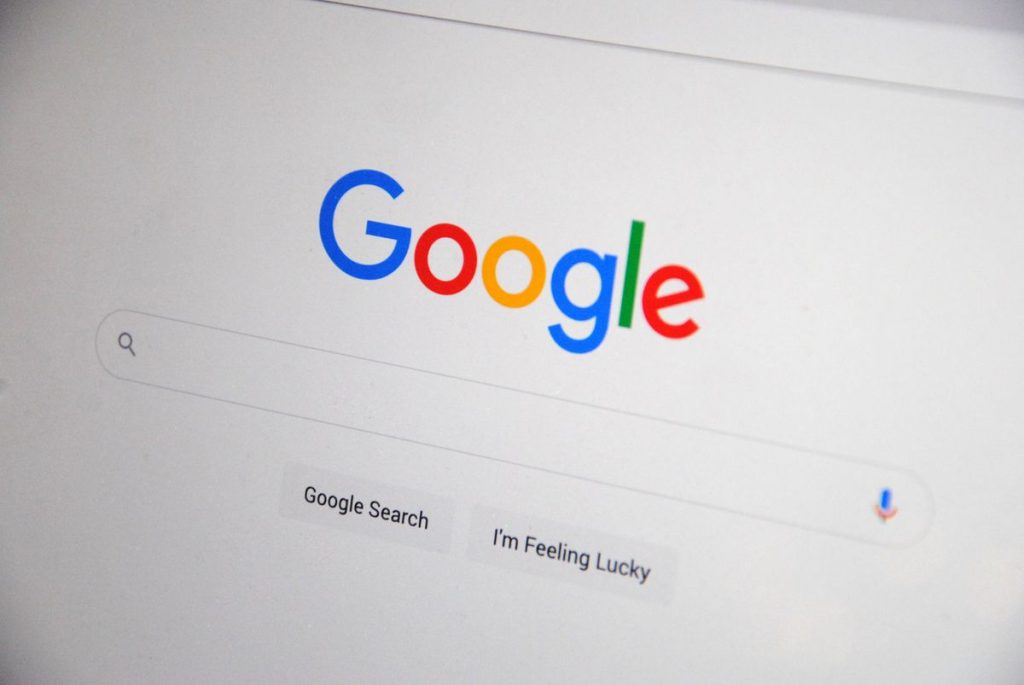Google search homepage displayed on a computer screen