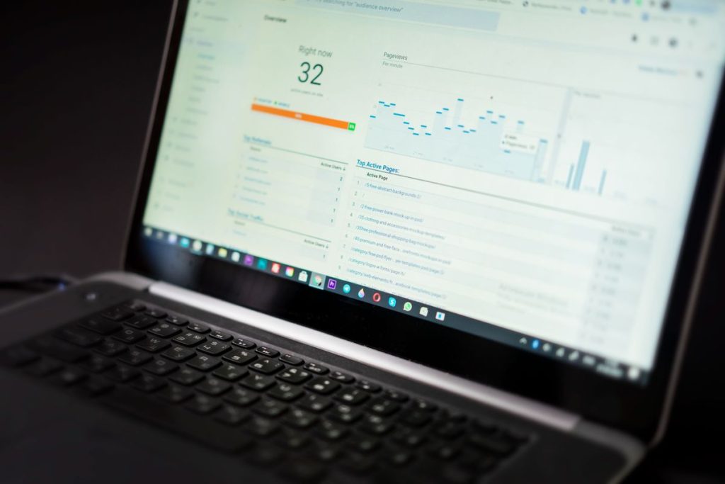 Real-time web analytics dashboard displayed on a laptop screen